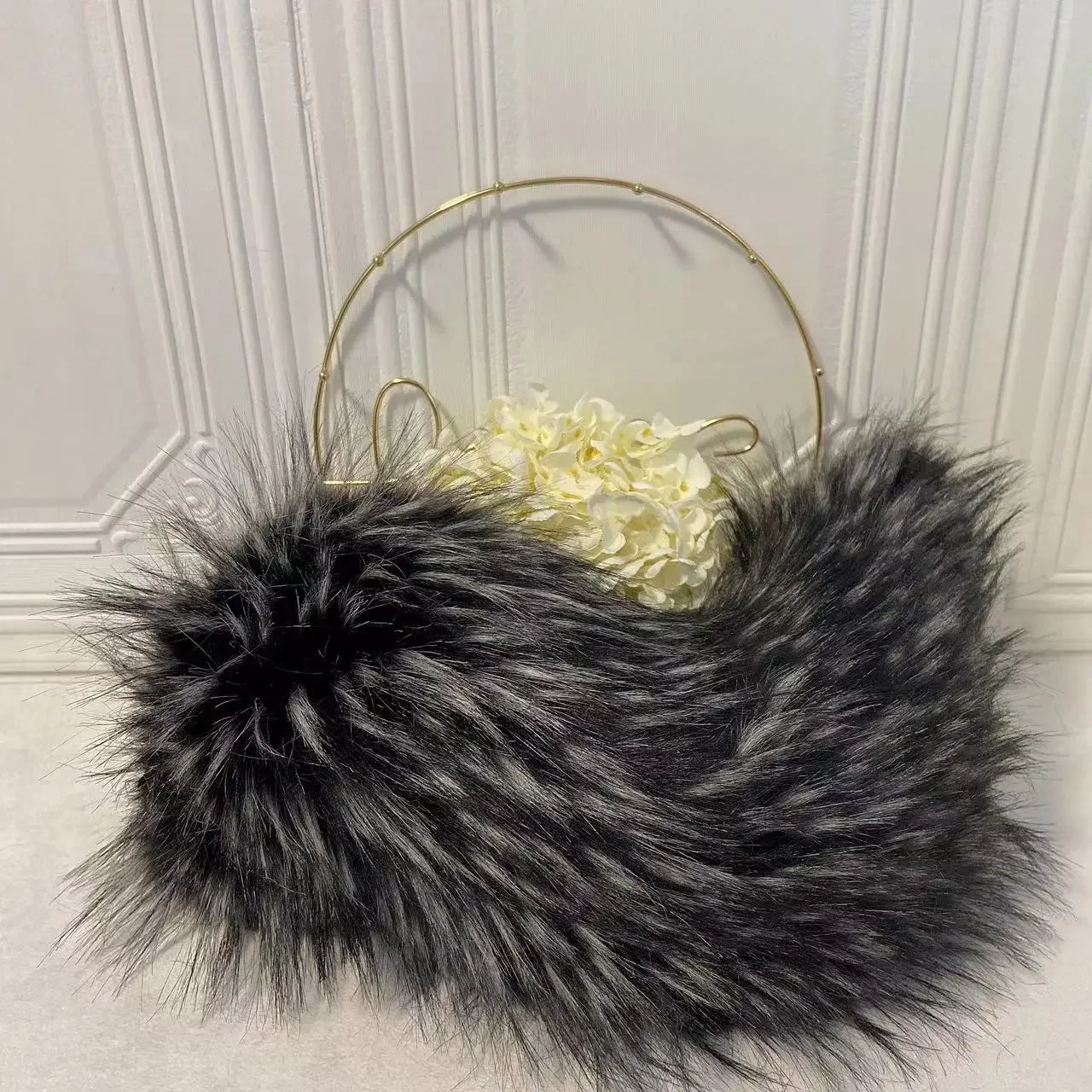Simulation Black Small Milk Fox Ears Hairhoop Tail Earrings Animal Beast Wolf Lolita Halloween Christmas Headwear Cosplay