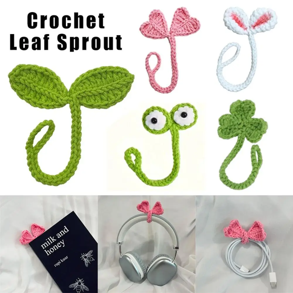 Multifunctional Hand-Knitted Crochet Leaf Sprout Versatile Crochet Leaf Bud Crochet Bookmarks Cute Decor Headphone Decor