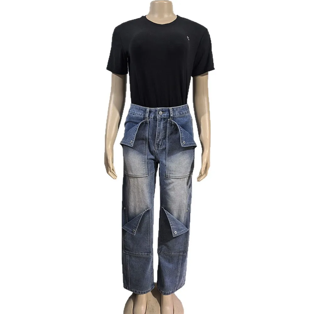 Pantalones largos de mezclilla de pierna recta de cintura alta para mujer, pantalones casuales de moda adelgazantes versátiles Retro Vintage lavados, opciones multicolores