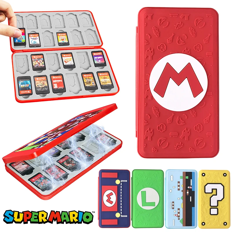 24 w 1 Super Mario Bros Game Card TF Storage Case dla Switch Nintendo OLED NS Lite Game Cards Holder Magnetic Protective Box