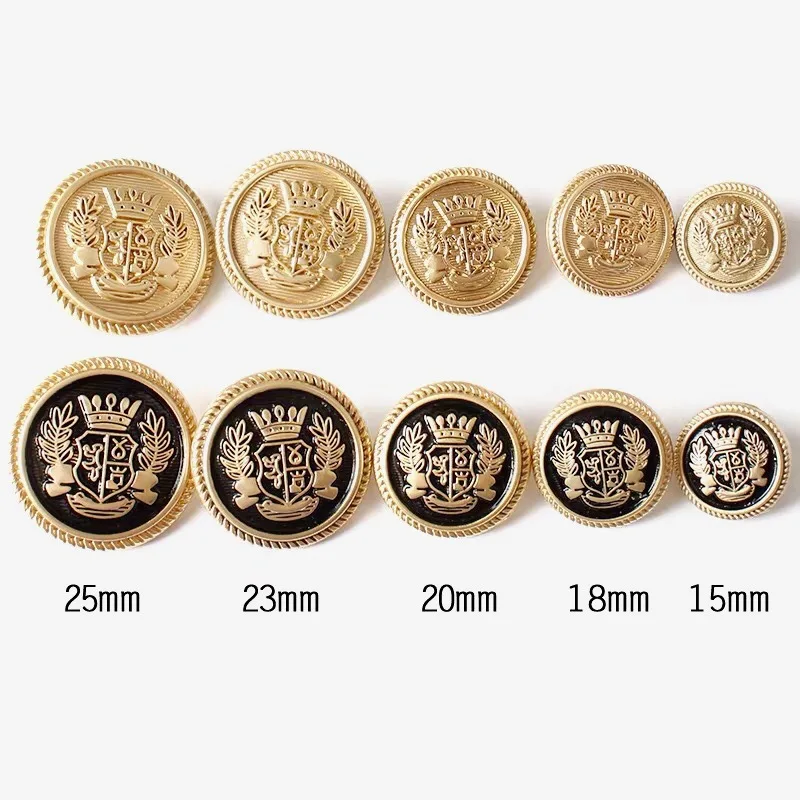 15Pcs/lot 15-25mm Golden Metal Snap Button College Style Decorative Metal Buttons for Clothing Sewing Supplies Accessories B011