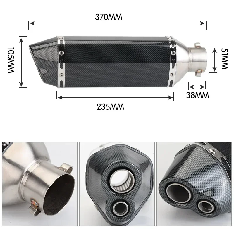 Motorcycle Modification Kawasaki Blessed Horizon Racing51Universal370Small Hexagonal Exhaust Pipe Double Hole Small Hexagonal