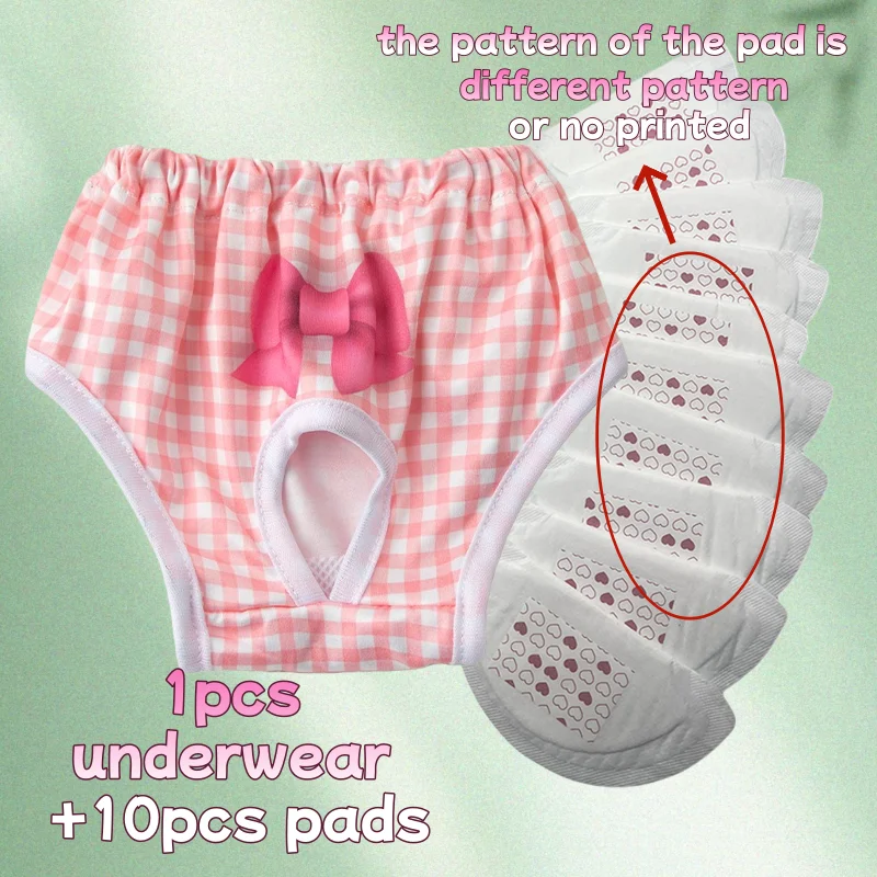 Reusable Dog Diapers for Female: 10 Pads, Washable Period Pants for Heat Cycle, Leakproof