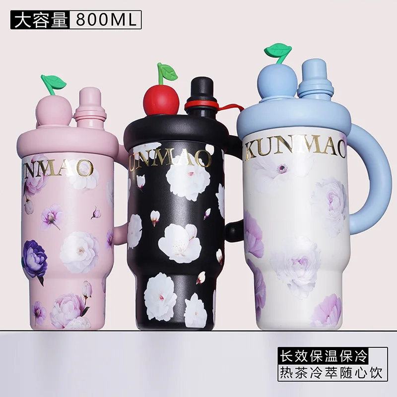 

High Value Large Capacity Bingba Cup Vacuum Stainless Steel Thermos Cup Outdoor Portable Straw Water Cup for Boys and Girls