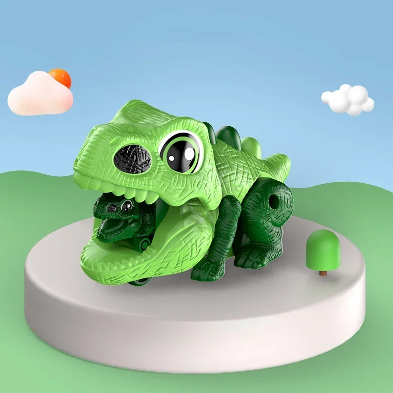 Press Sliding Launch Ejection Dinosaur Car Toys Mini Dinosaur Catapult Inertial Slide Cute Dino Shape Rear Button One-key Toys