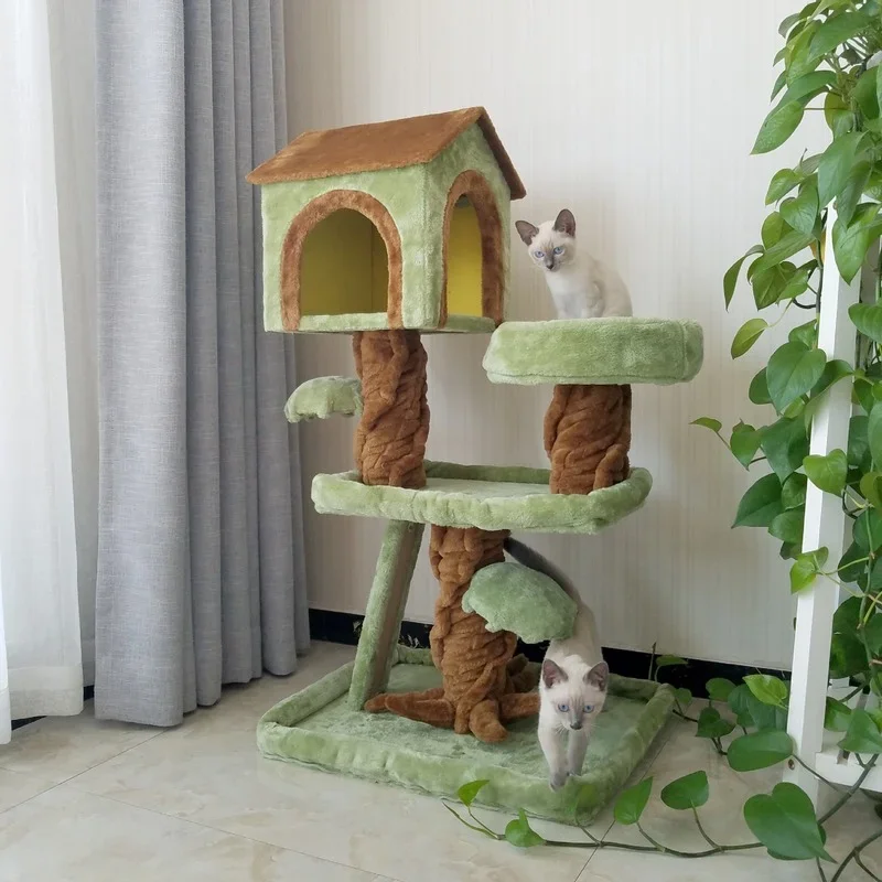 

Cat Tower Hammock Cat Tree Ball House Toy Bed Basket Big Condo Furniture Tunnel Home Ramp Outdoor Nest Swing Wooden Supplies Pet