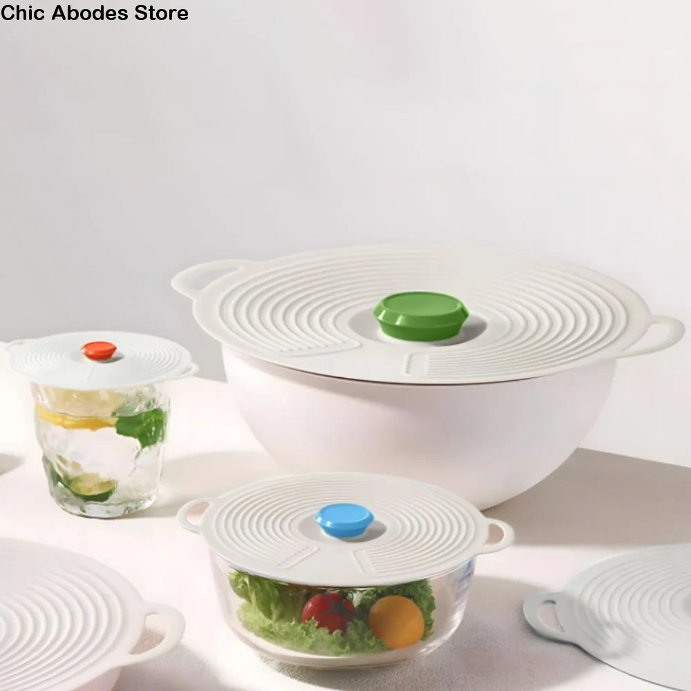 

3pcs Silicone Cooking Pan Lid Reusable Universal Fresh-keeping Cover Different Sizes Splash-proof Microwave Splatter Cover Pot