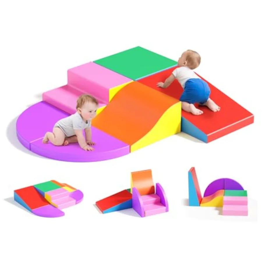 

Lischwert Foam Climbing Blocks for Toddlers Baby Indoor Climbing Toys 1-3 Years Soft Play Set with Foldable Block and Tunnel 6