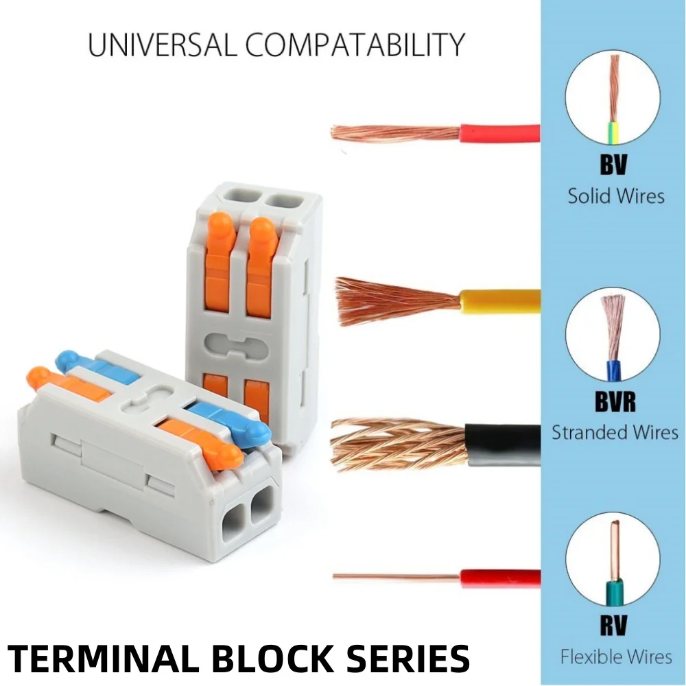 10PCS Mini Fast Wiring Cable Connectors Universal Compact Splitter Electrical Conductors Push-in Home Terminal Block
