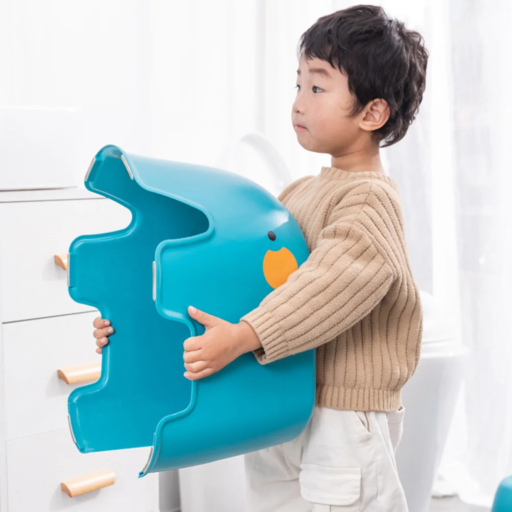 Sgabello per bambini con gradino per WC per bambini, vasino da allenamento, design blu strutturato a fumetti