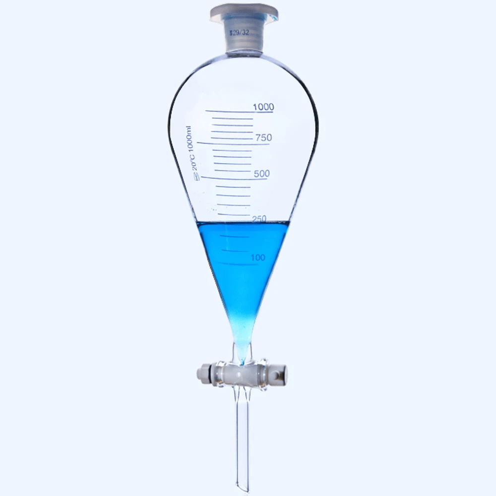 60 125 250 500 1000 2000ml Graduated Pear-shaped Separation Funnel Dropping With Stopper Labrotary Glassware Chemical Experiment