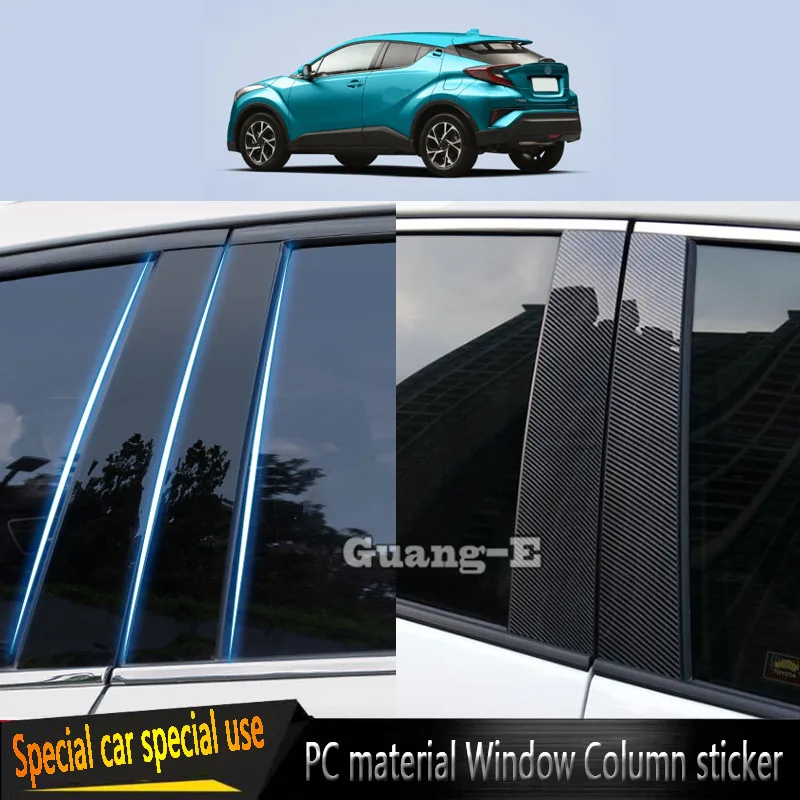 

For Toyota C-HR CHR 2017 2018 2019 2020 2021-2023 Car PC Material Pillar Post Cover Door Trim Window Molding Sticker Plate 8pcs