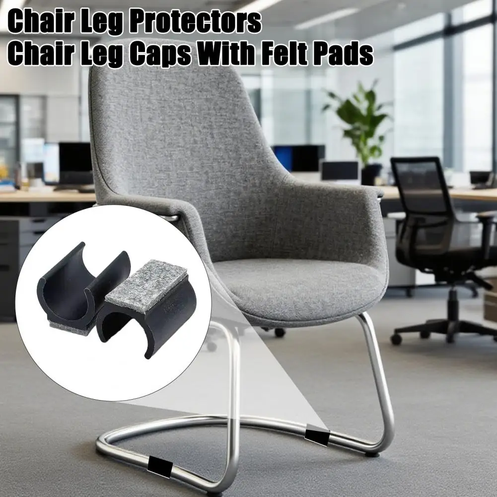 Chair Leg Protectors Furniture Felt Pads 24pcs Plastic Chair Leg Floor Protectors with Non-slip Caps Felt Pads Easy for U