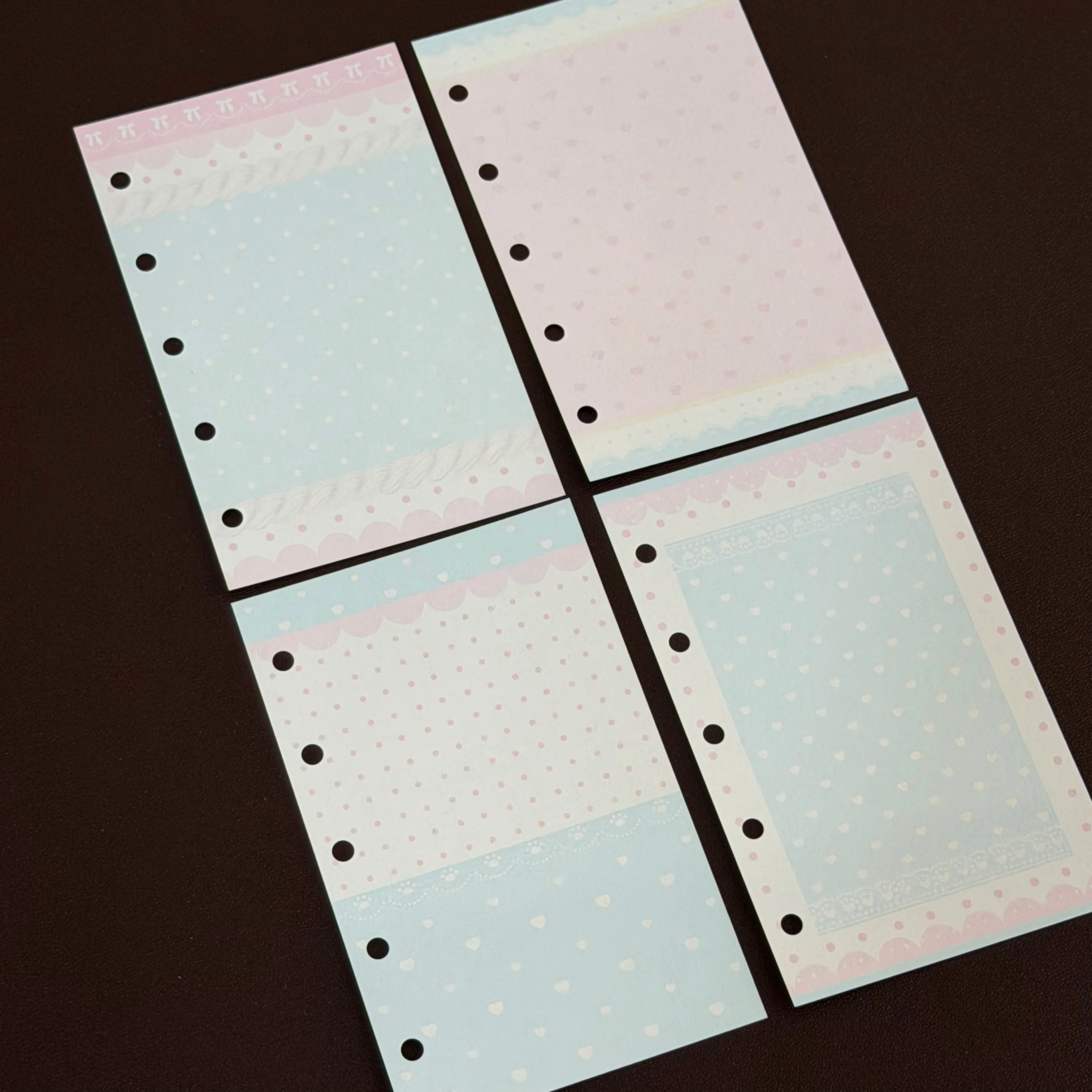 40pcs M5 A7 Refill Pages Kawaii Aesthetic Loose Leaf Paper Pink Blue Pre-punched Notebook Inserts for Planner DIY Journaling