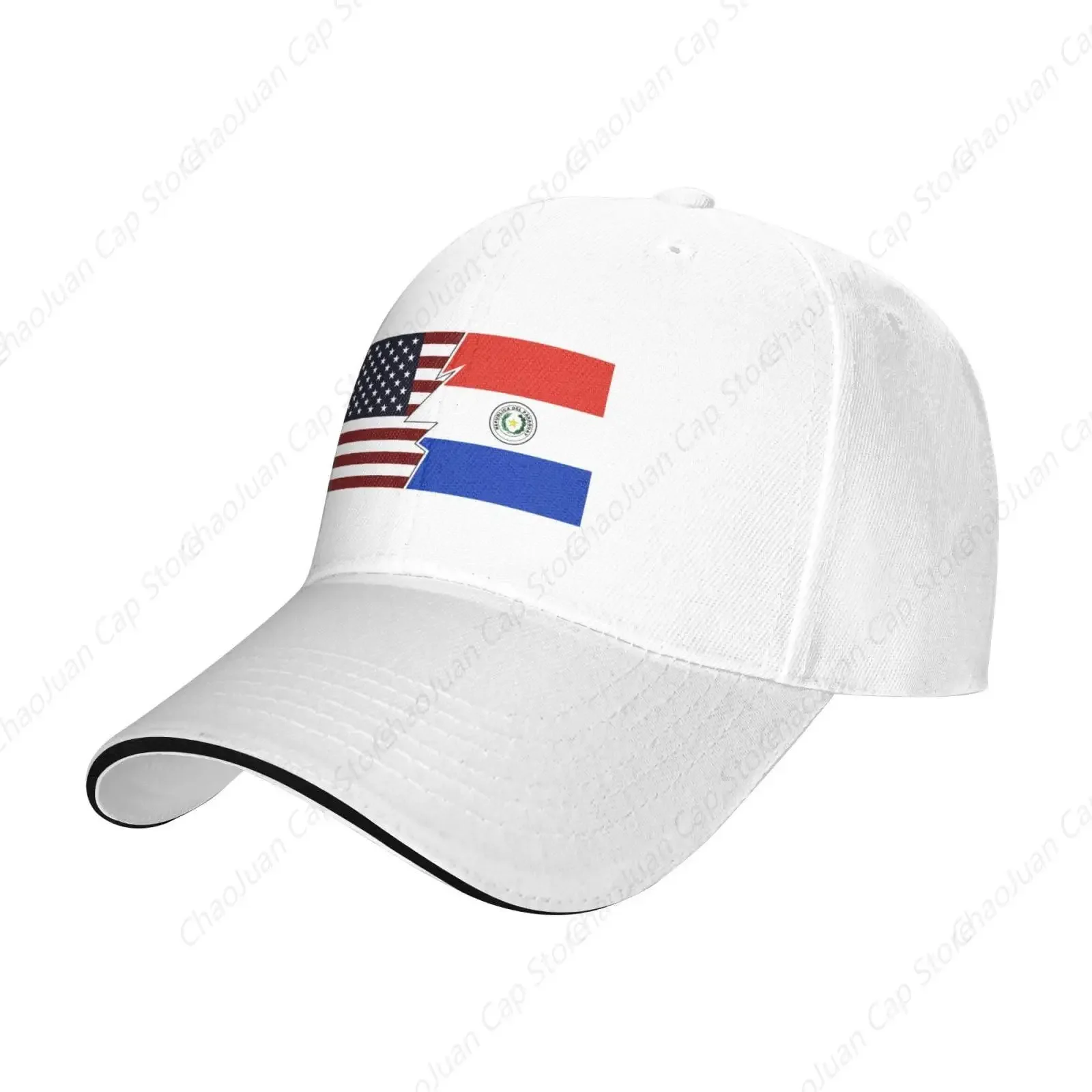 Torn Style American and Paraguay Flags Baseball Cap Sandwich Brim Hats for Men Women Adjustable Caps