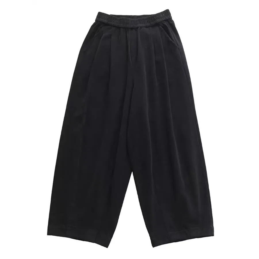 여성용 면 작업복 와이드 레그 팬츠 스트레이트 컷 캐주얼 봄 플러스 사이즈 루즈핏 하이웨이스트 나인 포인트 바지