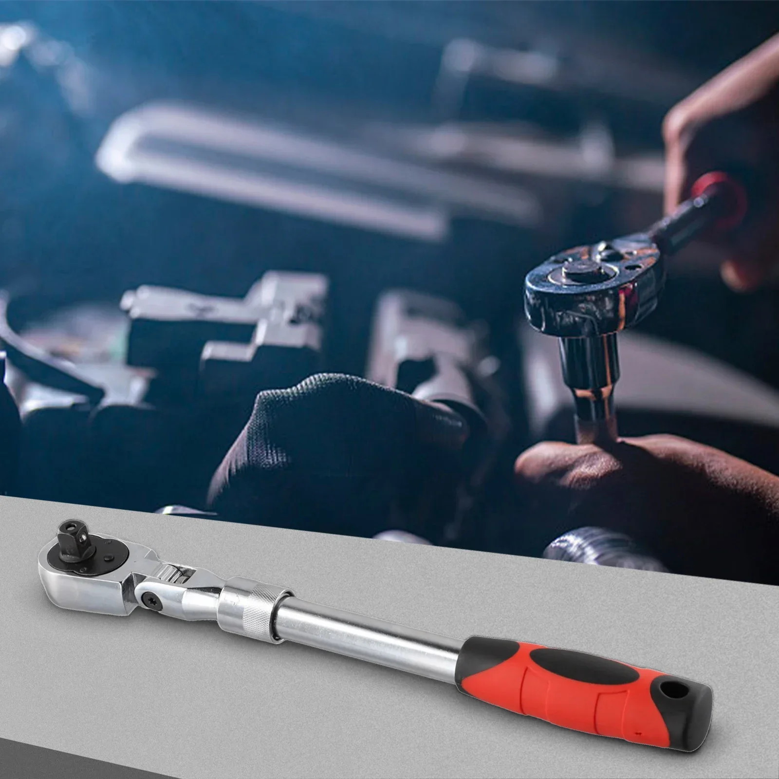 

72 Tooth Ratchet Auto Repair Tool Professional Tool Push Button Mechanism Retractable Pole Versatile Usage For Metalwood Workers