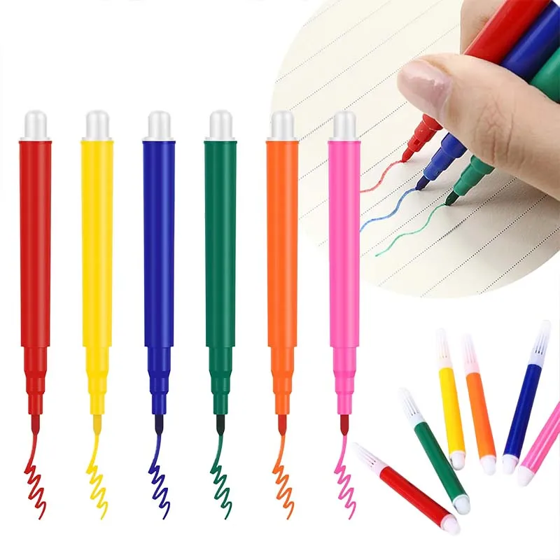 4/8/12/24pack Mini Watercolor Pens 6-Color Drawing Markers Suitable for Students Painting Art Stationery Accessories TMZ
