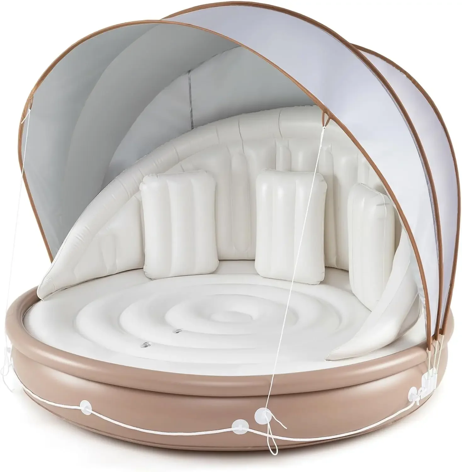 Moccha Inflatable Island with Canopy - 440 lbs Party Floats with SPF50+ Retractable Detachable