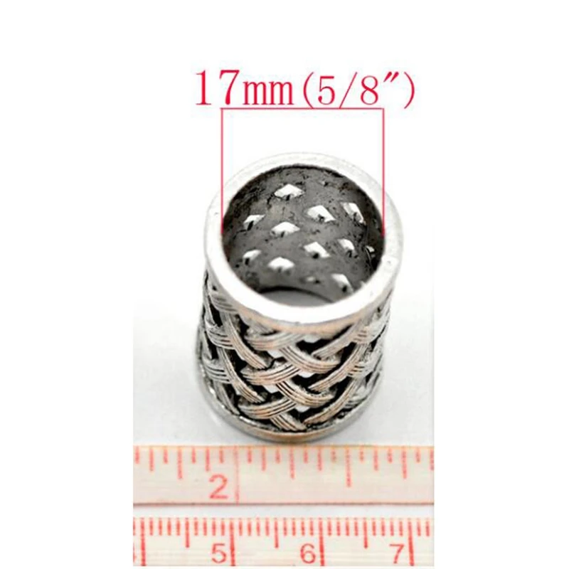 Vintage Antique Bronze Hair Braid Beard Dreadlock Beads Rings Tube Viking Rune Charm Pendant For DIY Necklace Jewelry