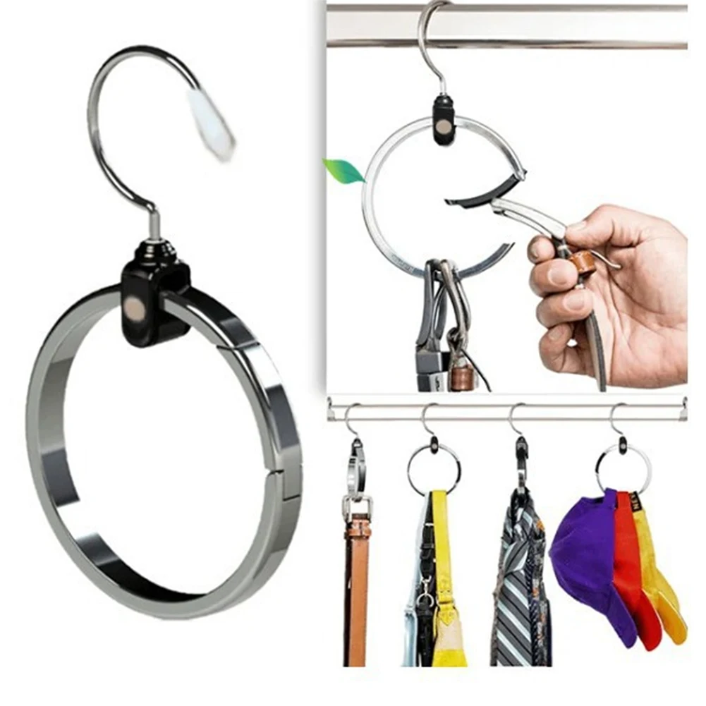 Circle Hat Storage Rack,Multipurpose Wardrobe Hanger for Belt Scarf Baseball Hats,Stainless Steel Space Save Round Hook
