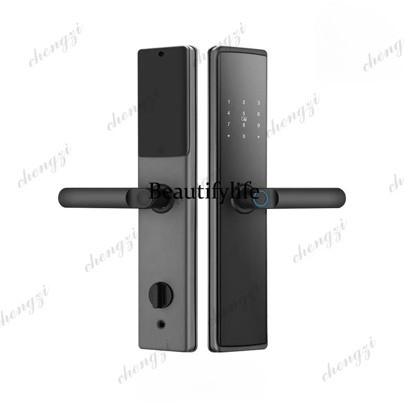 Fingerprint, password lock, home entry door graffiti APP remote management, one grip to open the smart door lock