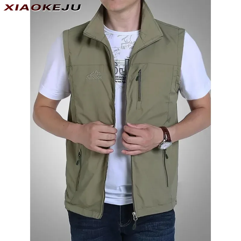 

Multi-pocket Men's Size Clothing Free Coat Shipping Denim Wear Camping Vest Work Large Sleeveless Jacket Waist Waistcoat Hunting