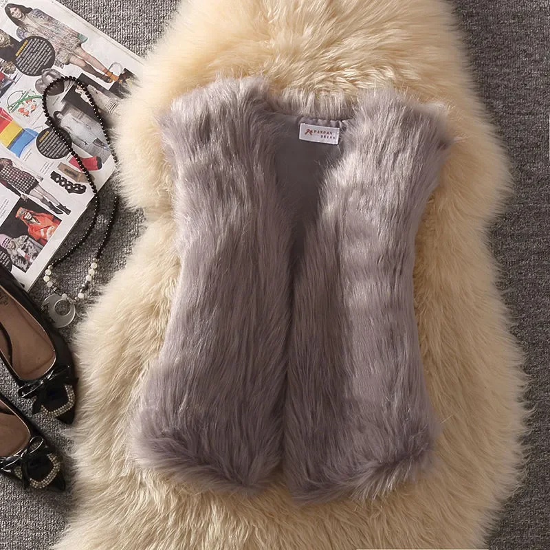 

Autumn Winter imitation fur Vest Women Thicken Warm Plush Sleeveless Jackets Female Waistcoat Woman clothing outwear