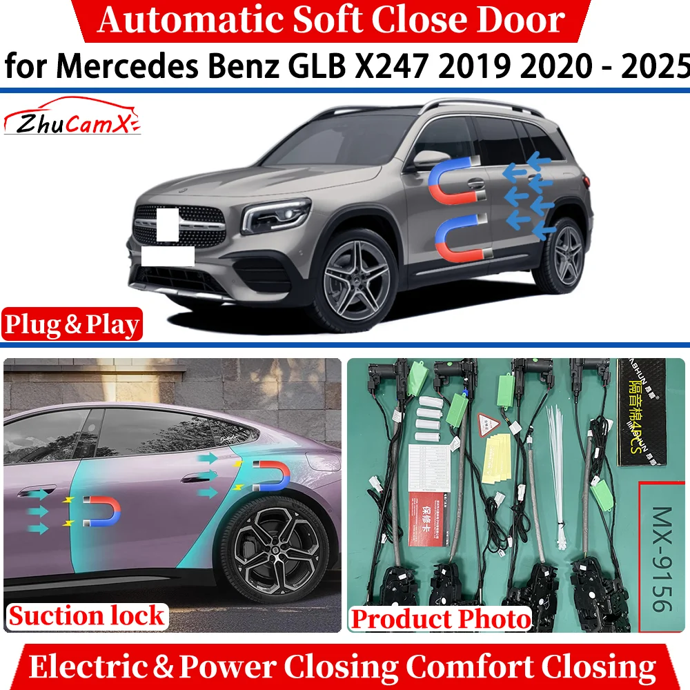 ZhuCamX para Mercedes Benz GLB X247 2019-2025 Porta Automática Soft Close Energia Elétrica Conforto Fechamento Bloqueio de Sucção Sistema Silencioso