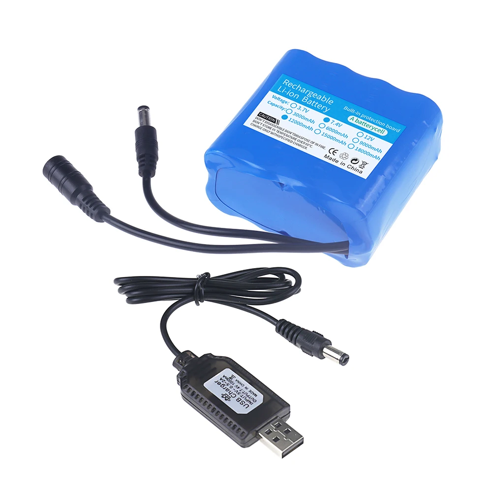 2S4P 18650 Lithium Battery 7.4V 12000mAh For RC Fishing Bait Boat, Fishing LED Lights, Bicycle Lights, Audio, Bluetooth Speaker view 3