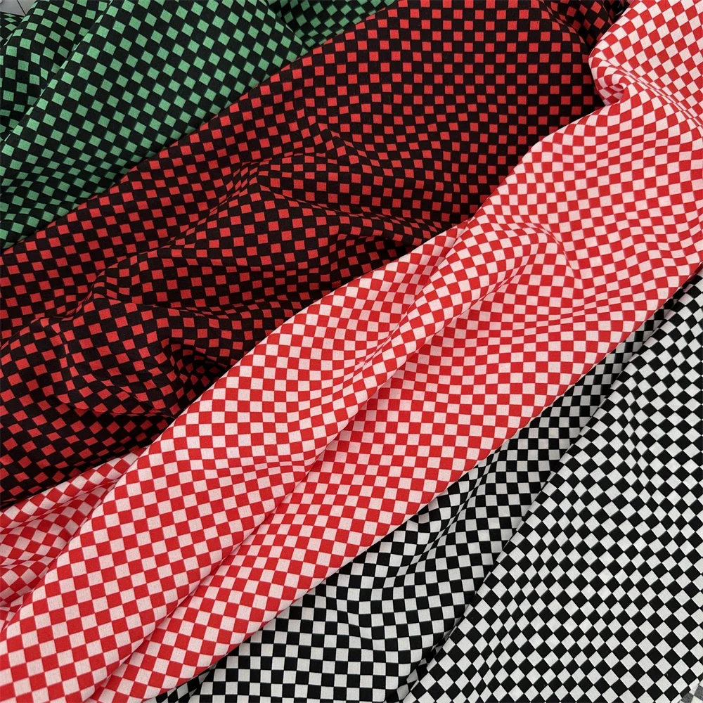 

140x50cm Colorful Green Black Checkerboard Pattern Printing and Dyeing Polyester Cotton Fabric for Clothing Sewing Cloth