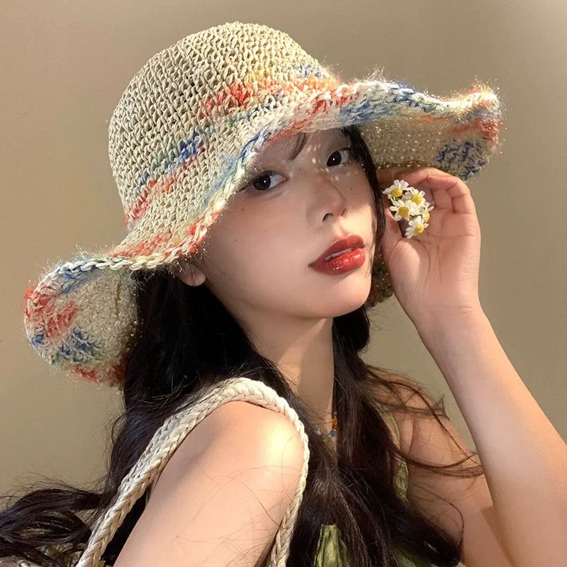 Women's Straw Hat Summer Sun Hat Sun Protection Wave Sun Hat Beach Cool Hat Women's Hat Beach Hats