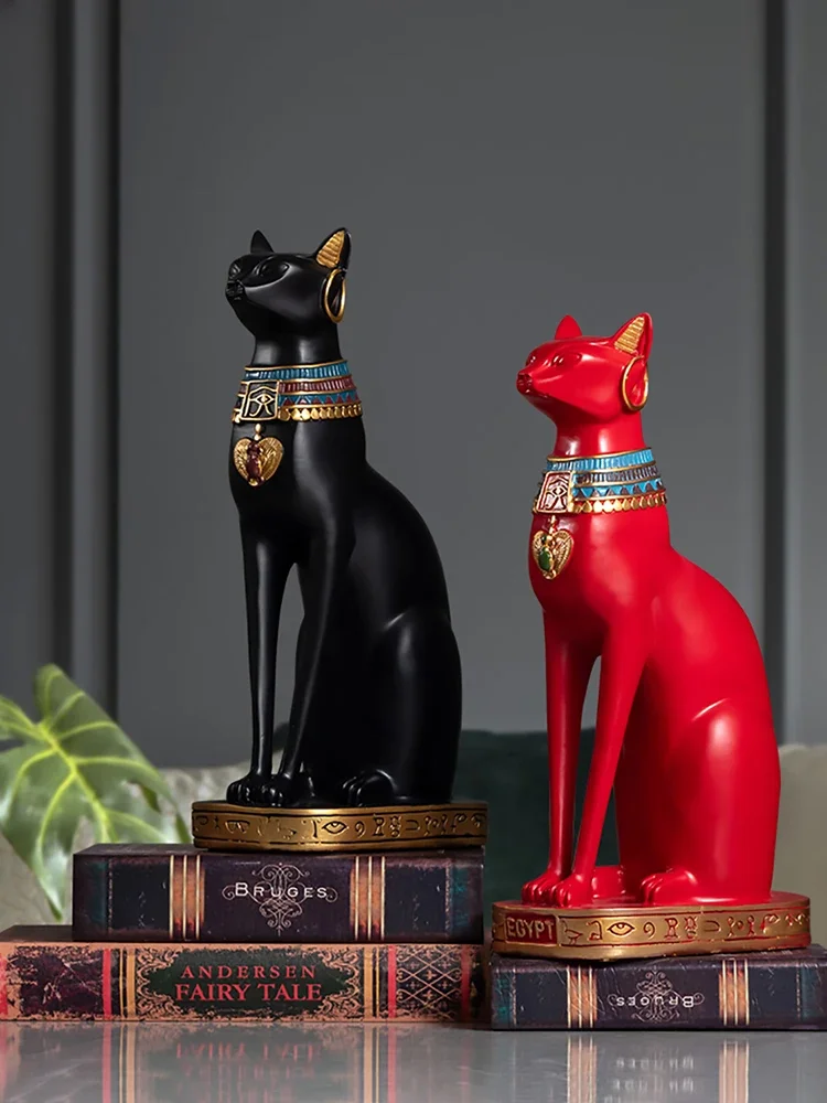 

Egyptian cat god sculpture Ornaments creative living room porch decoration animal resin sculpture modern home decoration gift