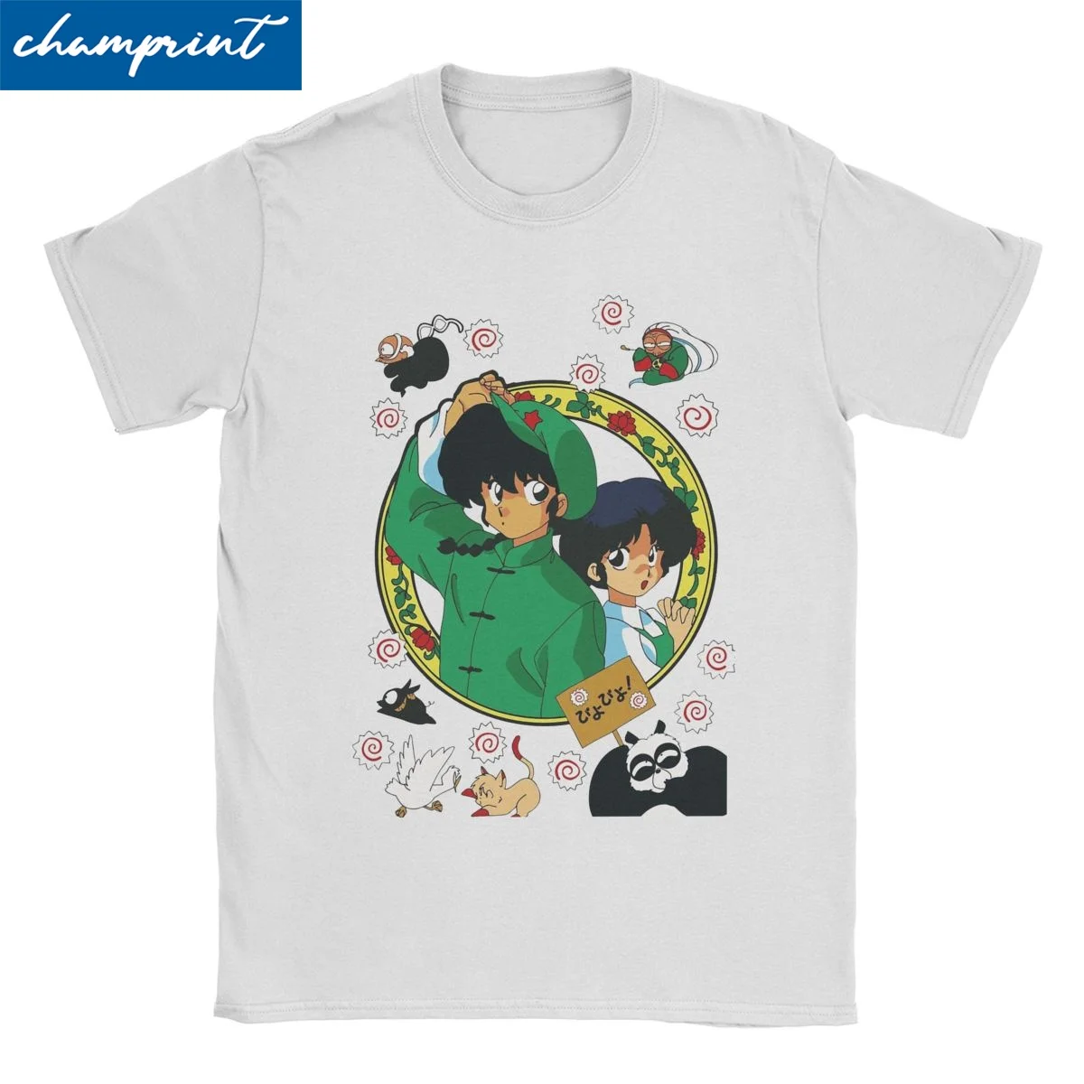 Japanese Comedy Anime T-Shirt for Men Women Ranma 1/2  Pure Cotton Tee Shirt Crewneck Short Sleeve T Shirt Plus Size Clothes