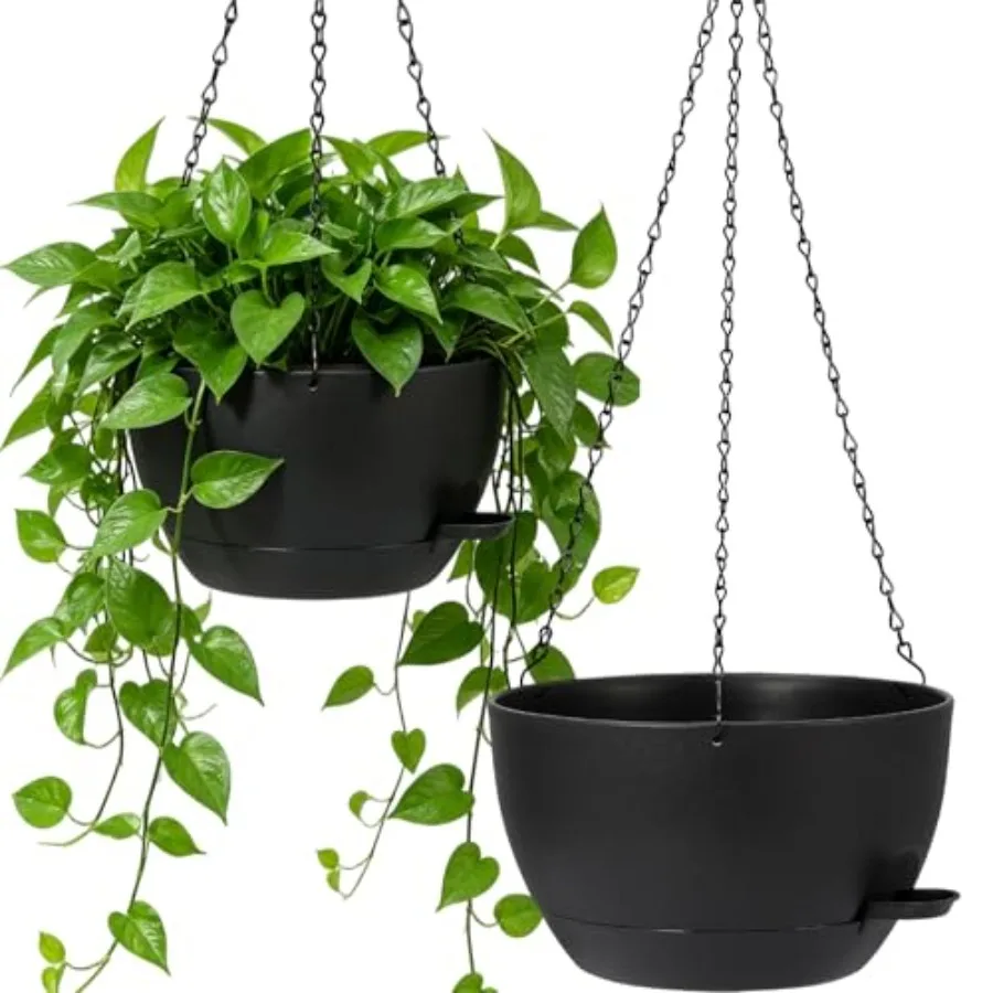 

Hanging Planters for Indoor Plants, 2Pcs 12 Inch Self Watering Hanging Planter Basket Large Plastic Plant Holder with Removable