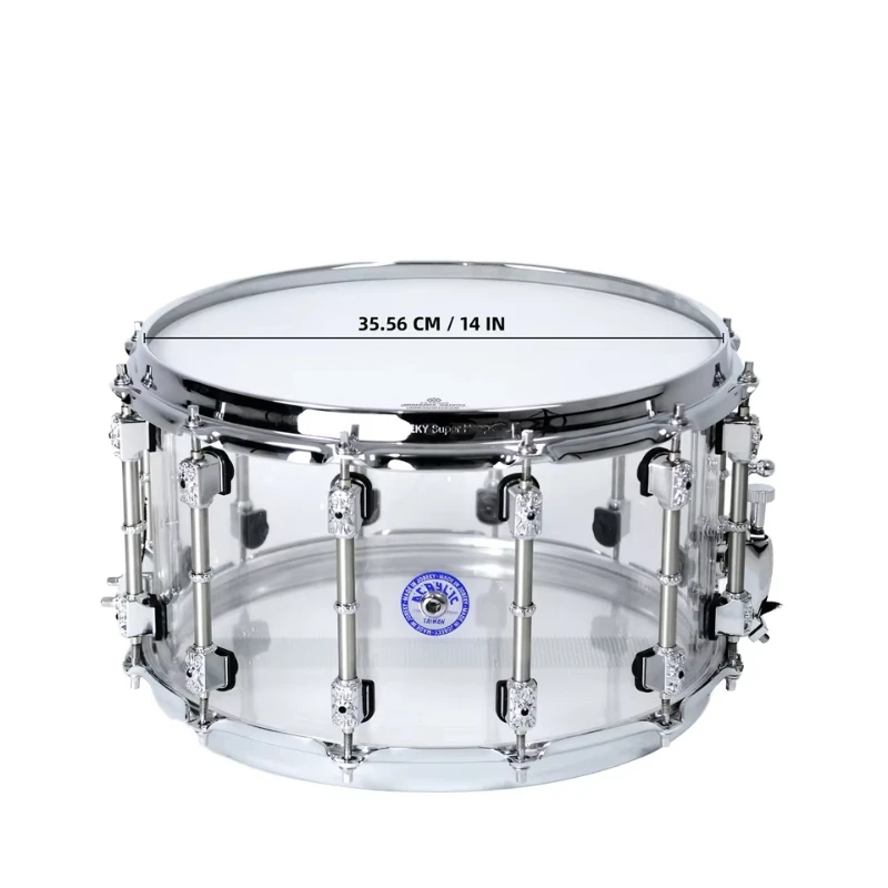 High quality transparent snare drum acrylic snare drum professional musical instrument suitable for drum sets