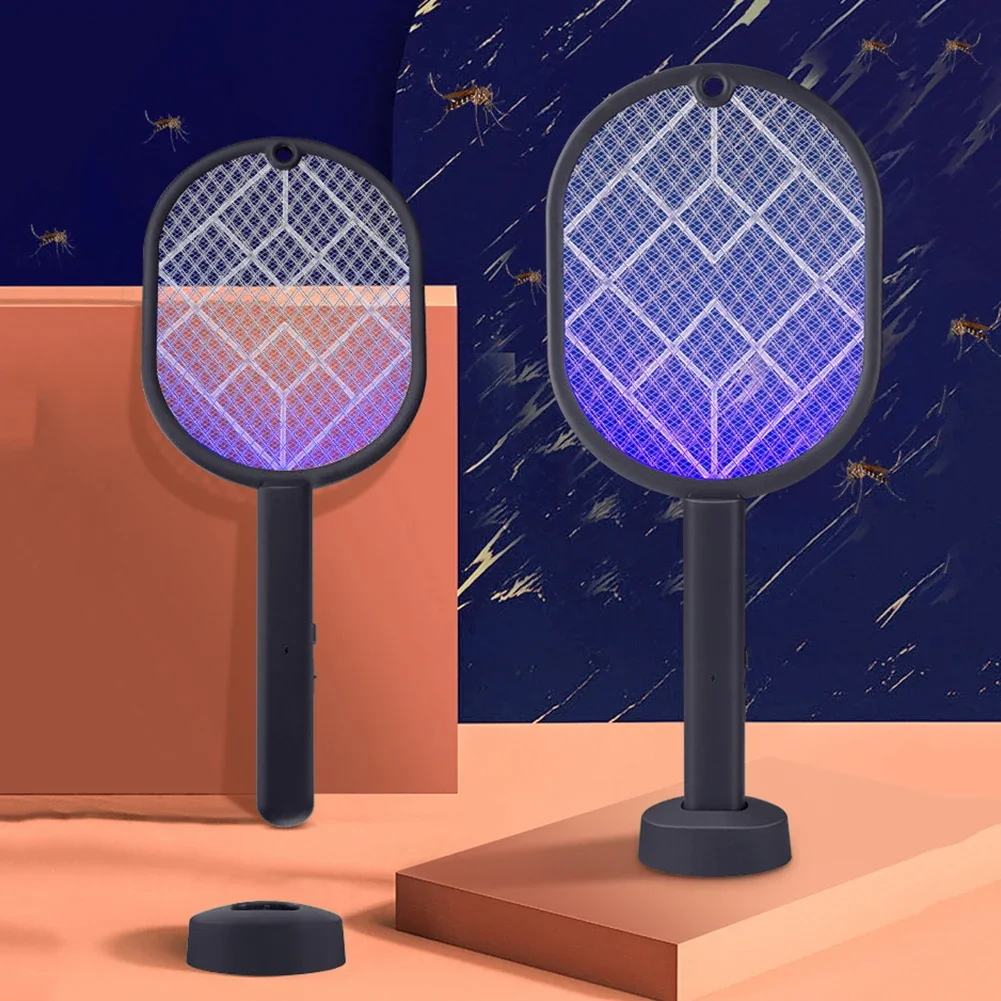 2-in-1 منشة الماموس الكهربائي البعوض القاتل USB قابلة للشحن زاوية قابل للتعديل الكهربائية علة صاعق يطير الخفافيش منشة الحشرات