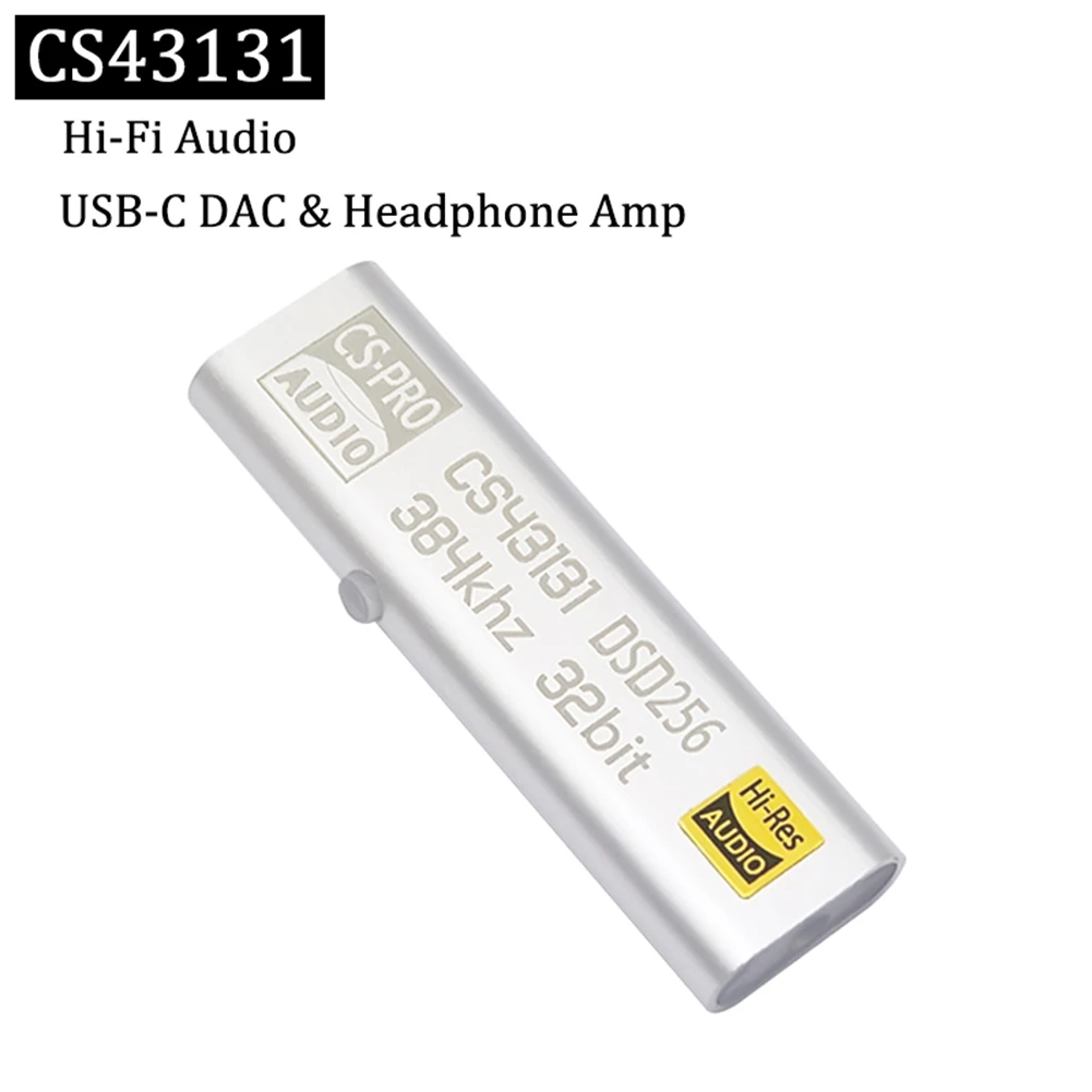 Headphone Amplifier CS43131 USB C DAC Dongle DSD256 Decoding 32Bit 384KHz Decode Type-C to 3.5mm Jack AUX Adapter