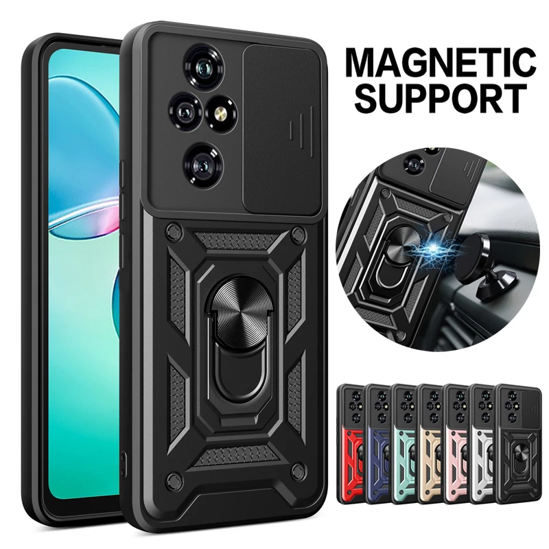 Shockproof Armor Funda For Honor 200 Pro Case Magnet Car Holder Ring Cover For Honor200 Pro 200Pro Camera Lens Protection Coque