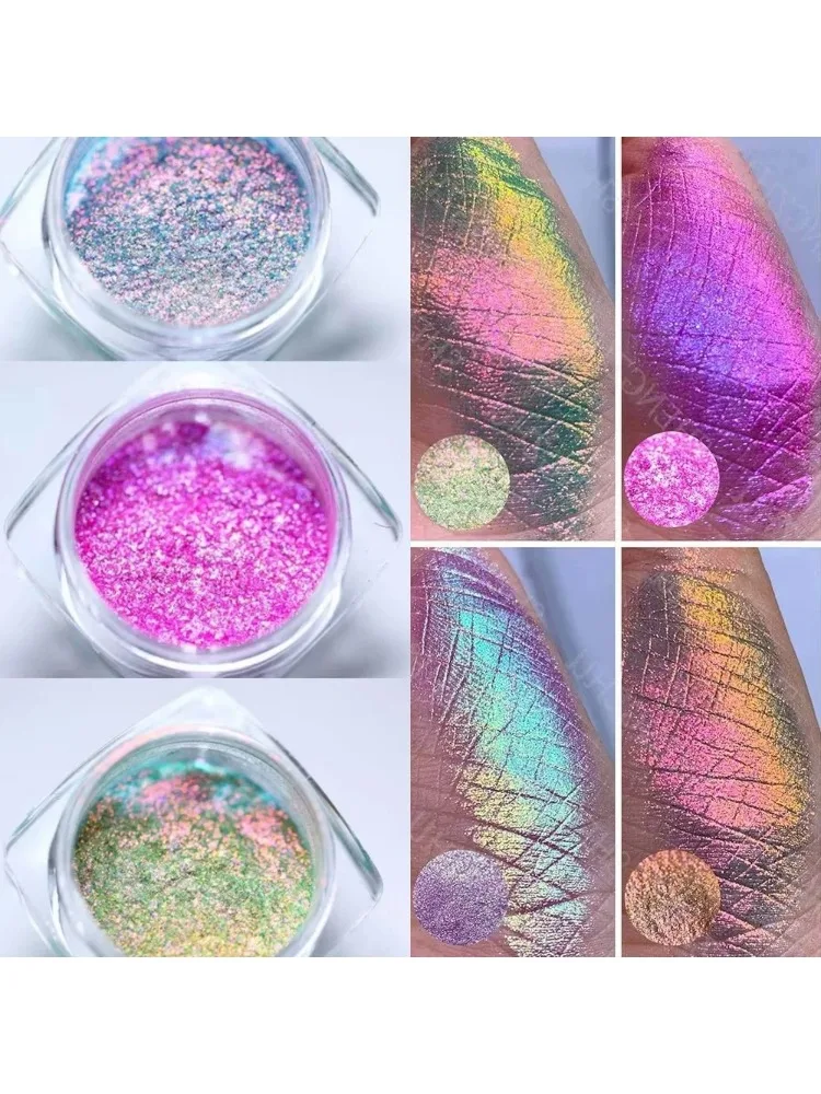 Poudre d'ombre à paupières caméléon, Pigment arc-en-ciel multichrome, poudre chromée, fard à paupières irisé, décorations pour ongles, aurore néon, paillettes pour ongles