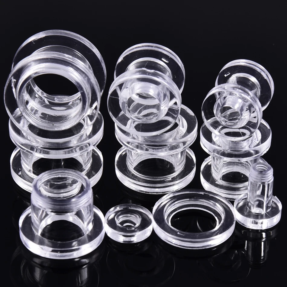 2Pcs Acrylic Ear Plugs and Tunnels Ear Gauges Clear Screw Ear Expanders Ear Stretchers Plugs and Tunnels Body Piercing Jewelry