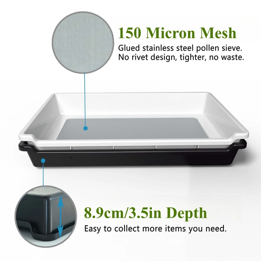 2-Tier Trim Tray Kit with 150 Micron Pollen Screen Trimming Tray & Harvest Bin Herb Plant Flower Dry Sifter Accessories