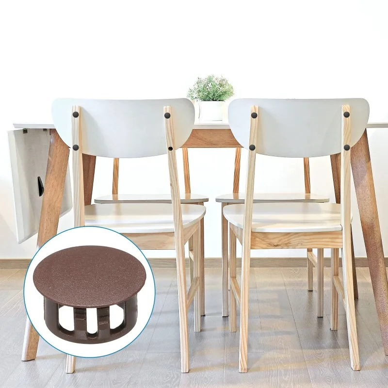 5‑60mm Brown Nylon Snap‑On Hole Plug Caps, Round Furniture Desk Wall Hole Cover for Panel Hole Blocking & Dust Protection