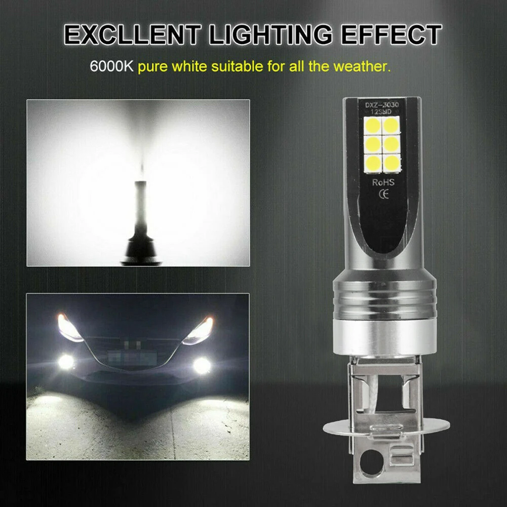 2 قطعة سيارة LED مصباح H3 12 فولت الأبيض الضباب الخفيف السوبر مشرق السيارات LED الجبهة الضباب ضوء عالية الطاقة 6000 كيلو مصباح قيادة لمبات الأبيض