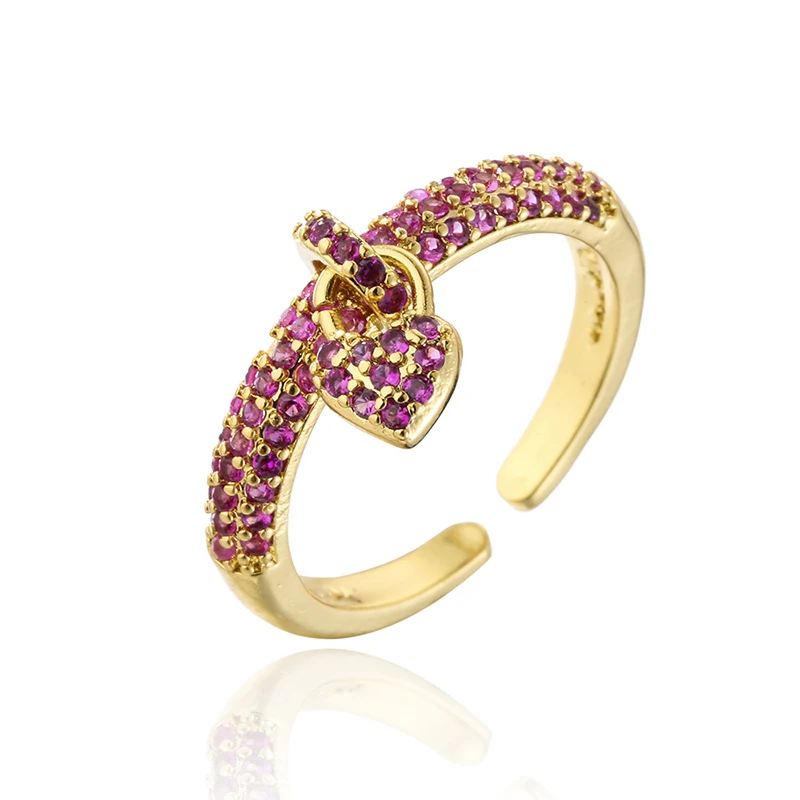 GANPUP Elegante Funkelnde Zirkon-Herz-Charm-Ringe für Damen, Modischer Neuer Trendiger Verstellbarer Ring, Schmuckgeschenk für Party und Urlaub – Detail 6