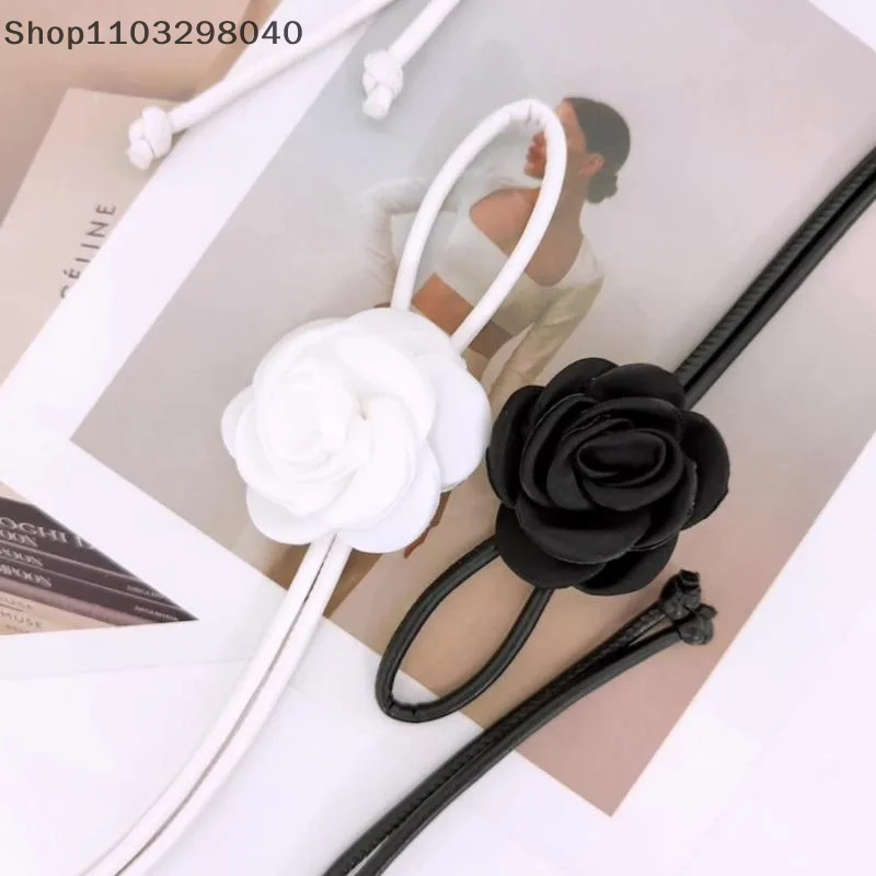 Cordão de cintura floral estilo boêmio para mulheres – vestido fino, saia e acessório de casaco com detalhe de cinto atado para elegância decorativa
