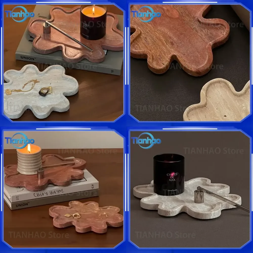 Minimalist Stone Candle Tray for Commercial Jewelry Display Waterproof Storage Dish for Study Desk Vanity Home Decor