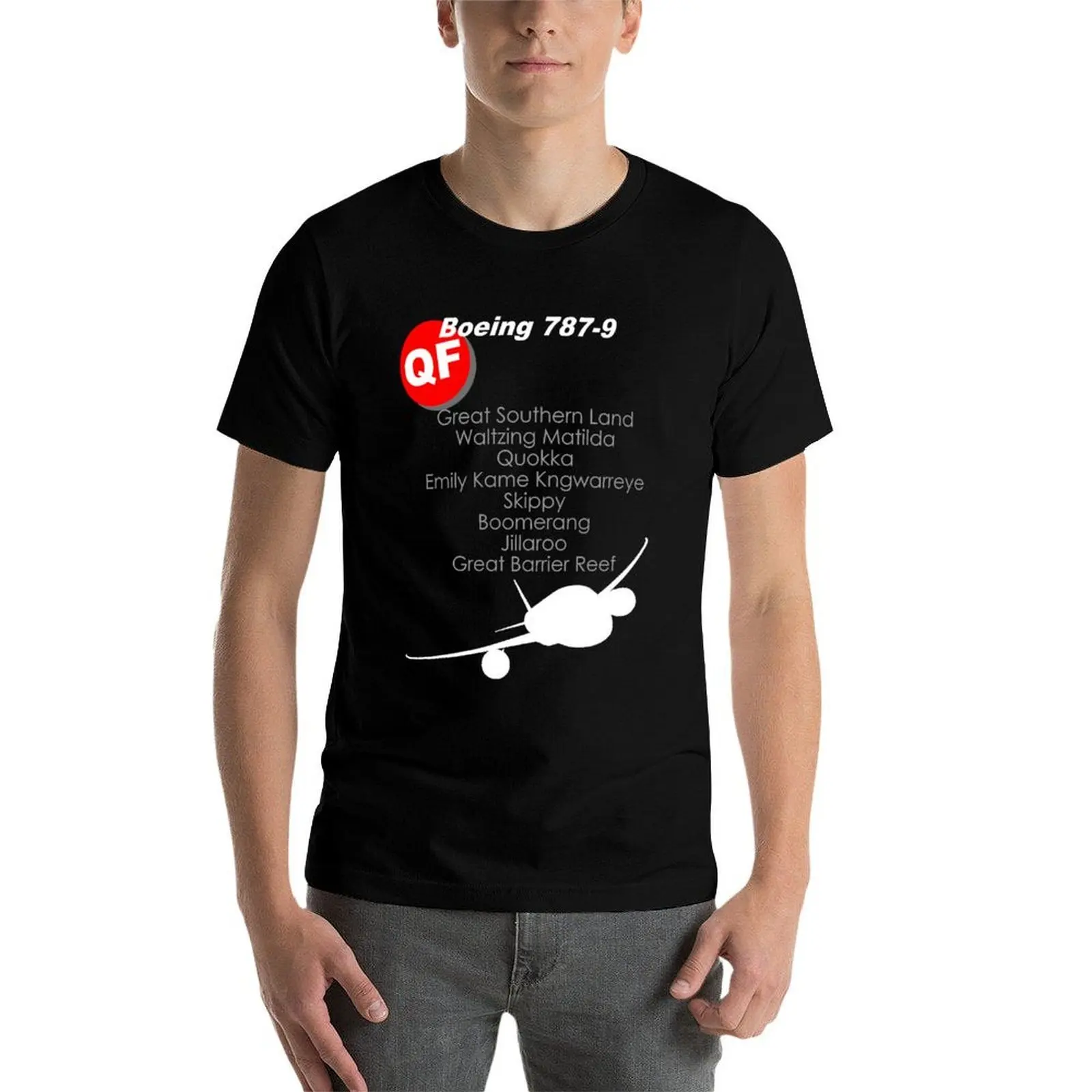 QANTAS مصمم قمصان تي عادية تي عادية رجل رجل تي ل تي شيرت قميص قميص رجل B787-9 أسماء الرجال #3