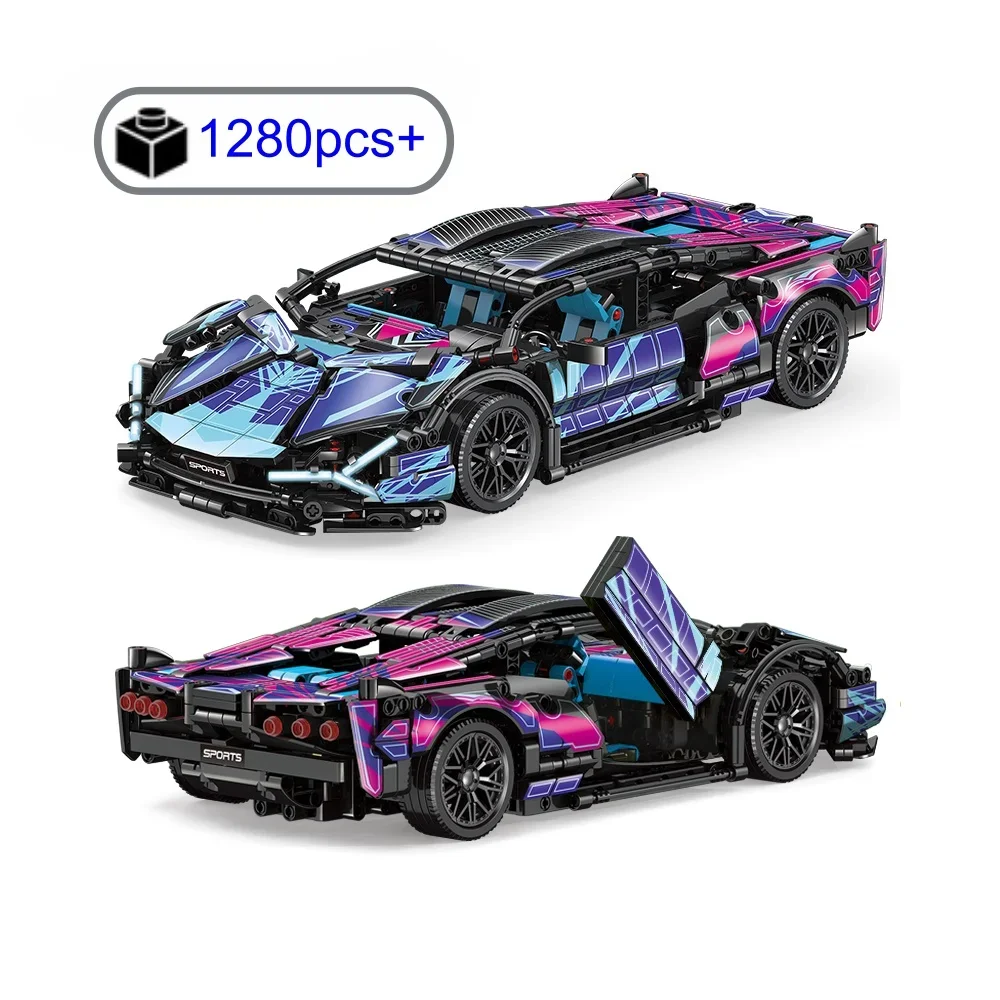 2025 MOC técnico 1:14 bloques de construcción de automóviles deportivos de potencia ladrillos conjuntos de supercoche de carreras de velocidad regalos de cumpleaños Navidad Halloween