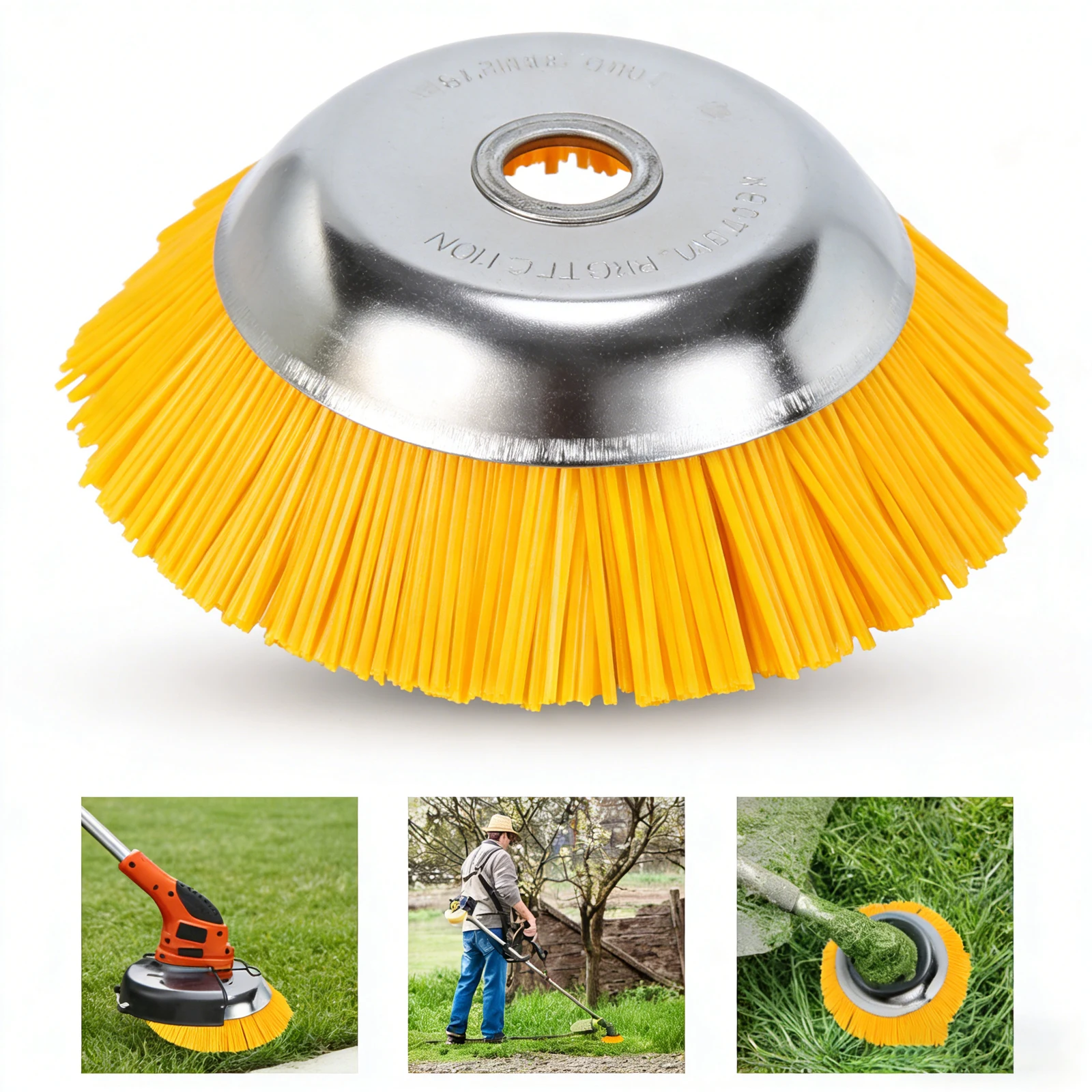 TSES 8 Inch Yellow Nylon Weed Brush Head, Round Strimmer Trimmer Brush Replacement for Garden Brush Cutter Weed Eater
